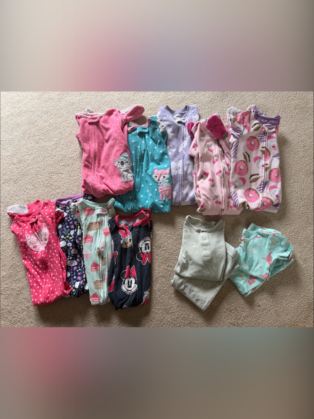 Huge bundle of 24m and 2T Girls Sleepers and Pajamas (see description)